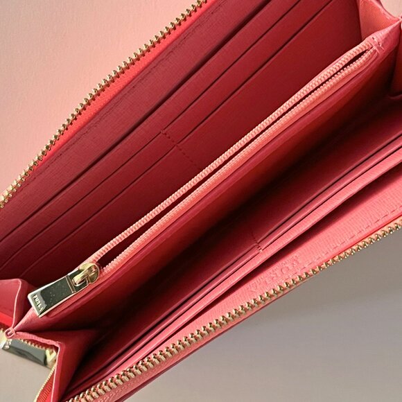 Brand new with tags Furla extra large zip around wallet in pink peony leather - Picture 3 of 5